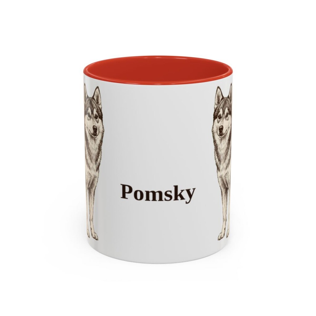 11oz-pomsky-mug-red 11oz Pomsky Mug, Red, front view