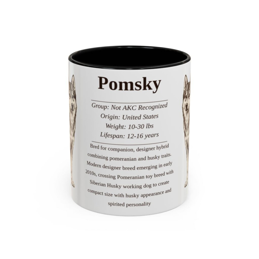 11oz Pomsky Mug, Black, front view