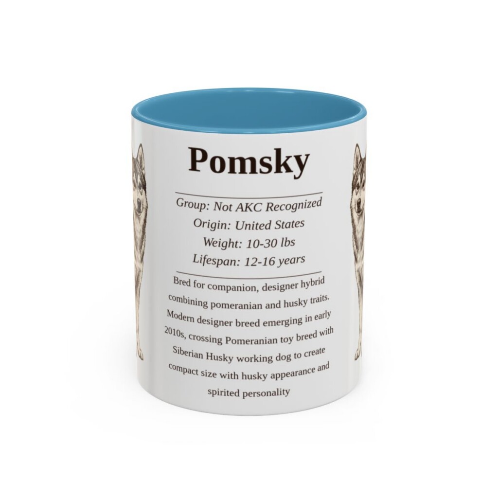 11oz Pomsky Mug, Light Blue, front view