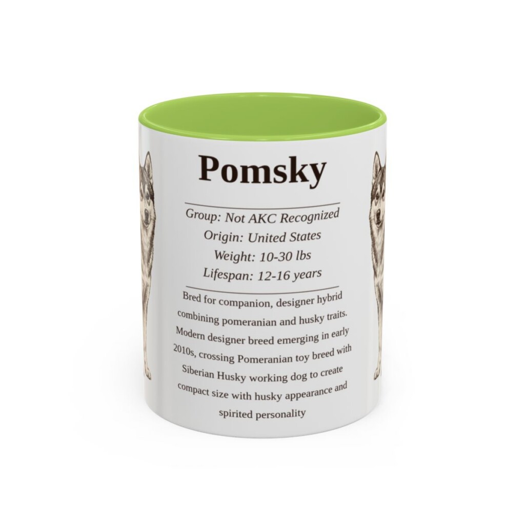 11oz Pomsky Mug, Light Green, front view