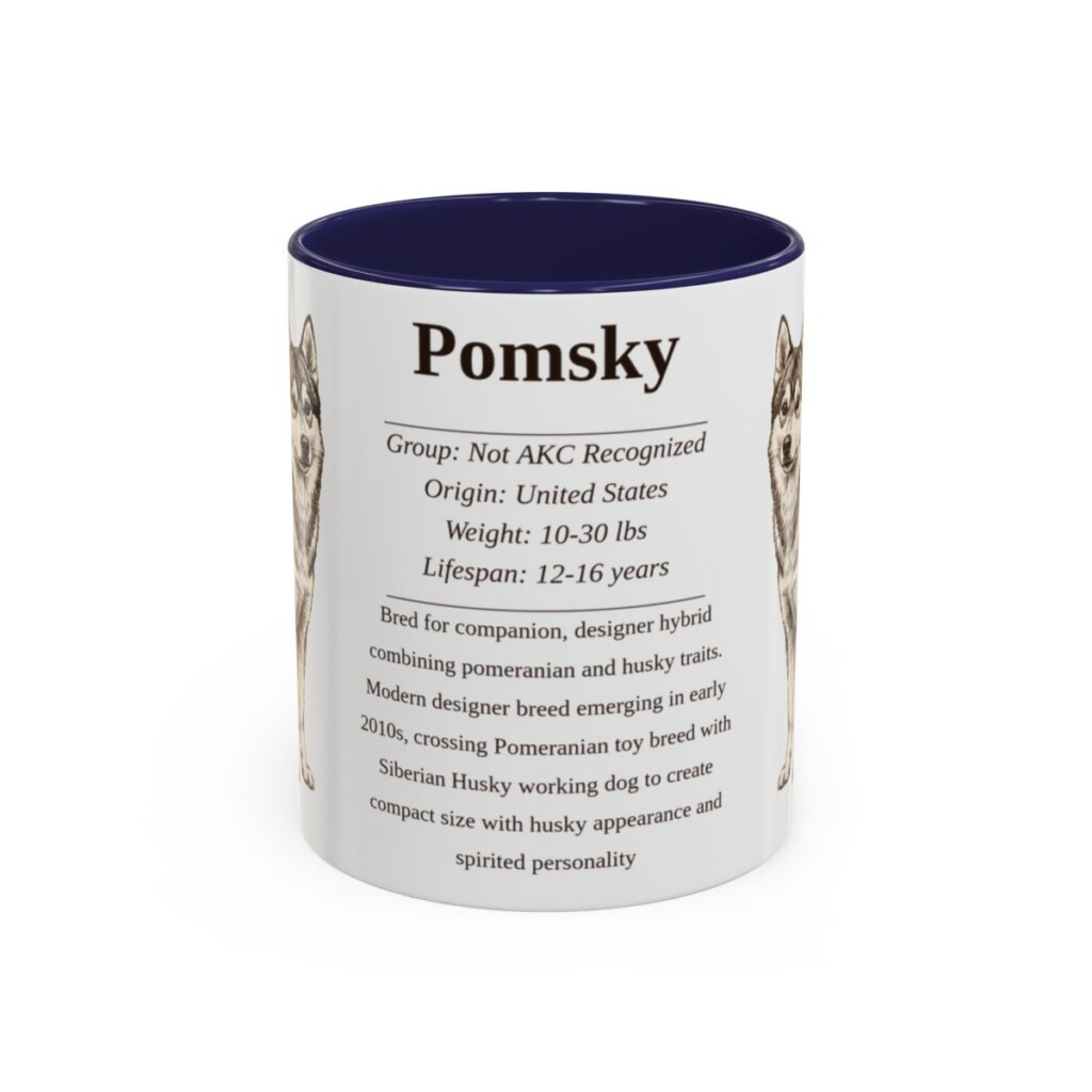 11oz Pomsky Mug, Navy, front view