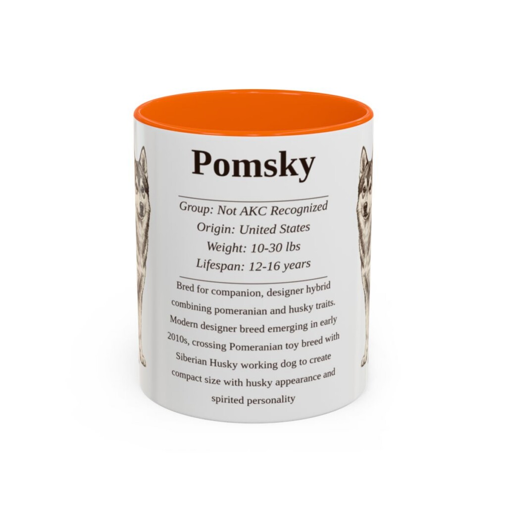 11oz Pomsky Mug, Orange, front view