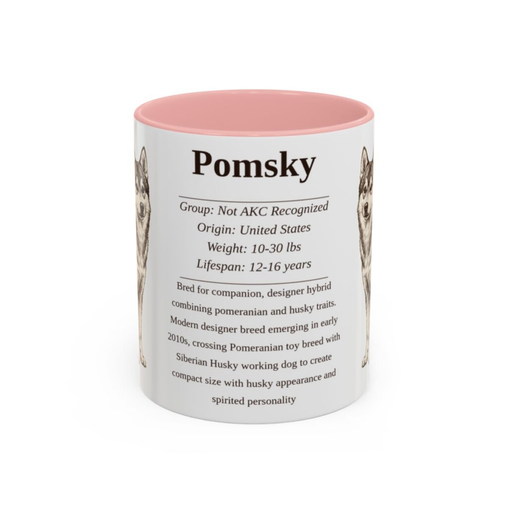 11oz Pomsky Mug, Pink, front view