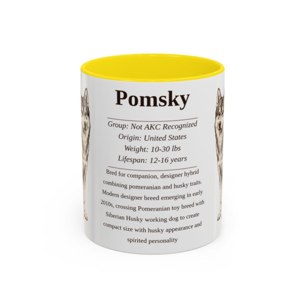 11oz Pomsky Mug, Yellow, front view