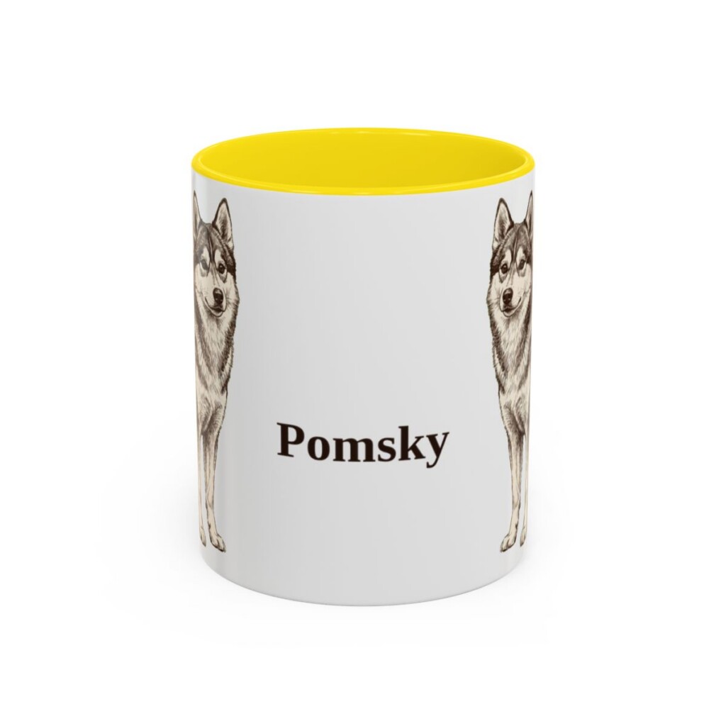11oz-pomsky-mug-yellow 11oz Pomsky Mug, Yellow, front view