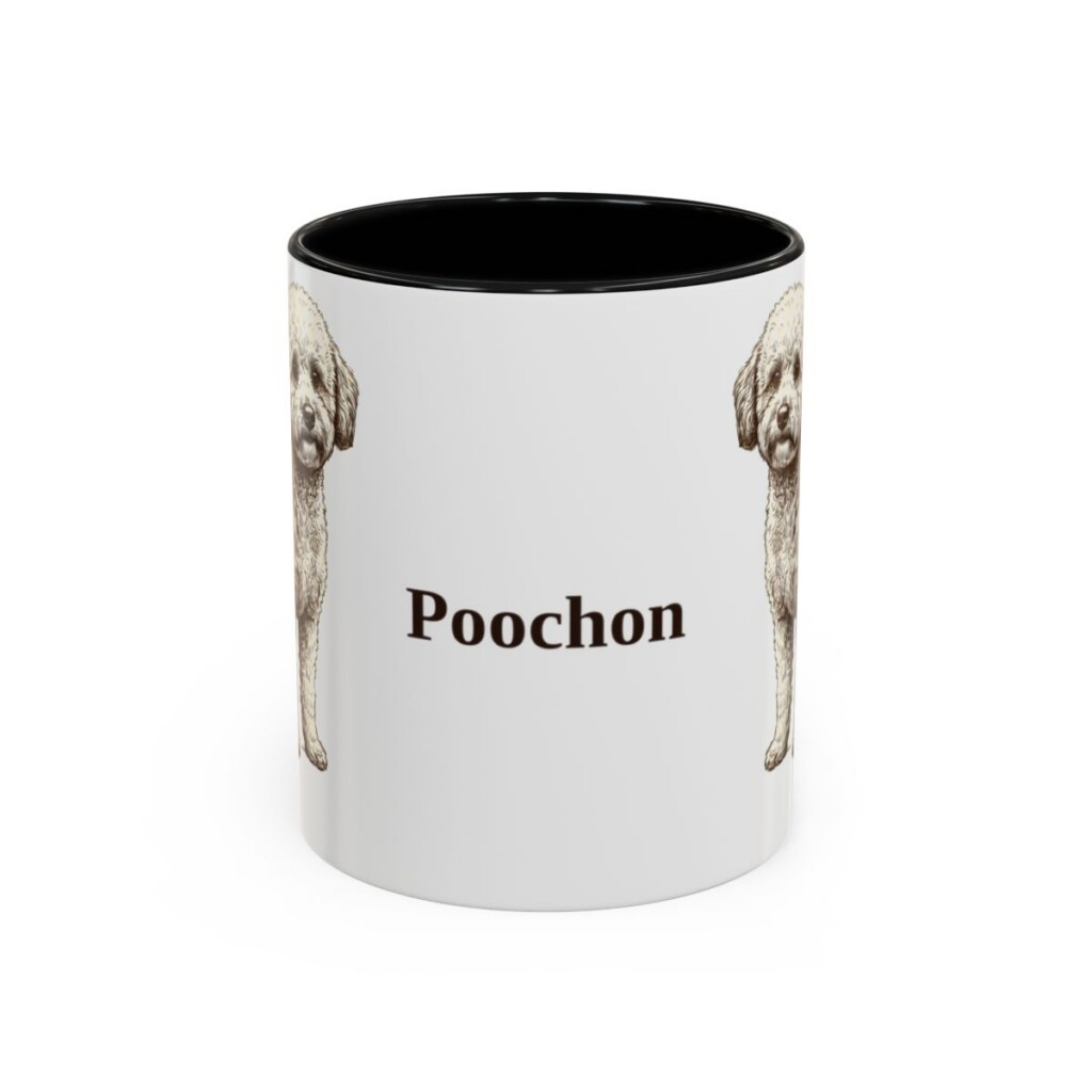 11oz Poochon Mug, Black, front view