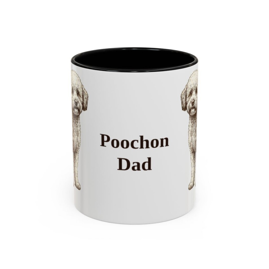 11oz Poochon Dog Dad Mug, Black, front view