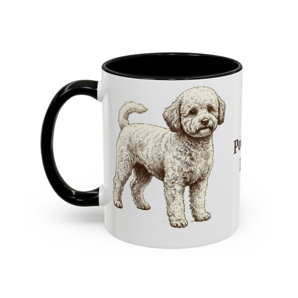 11oz Poochon Dog Dad Mug, Black, left side view