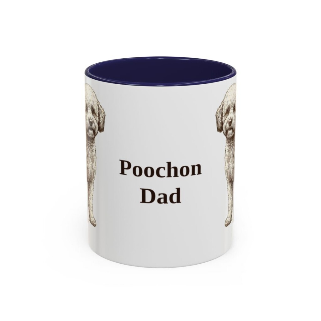 11oz Poochon Dog Dad Mug, Navy, front view