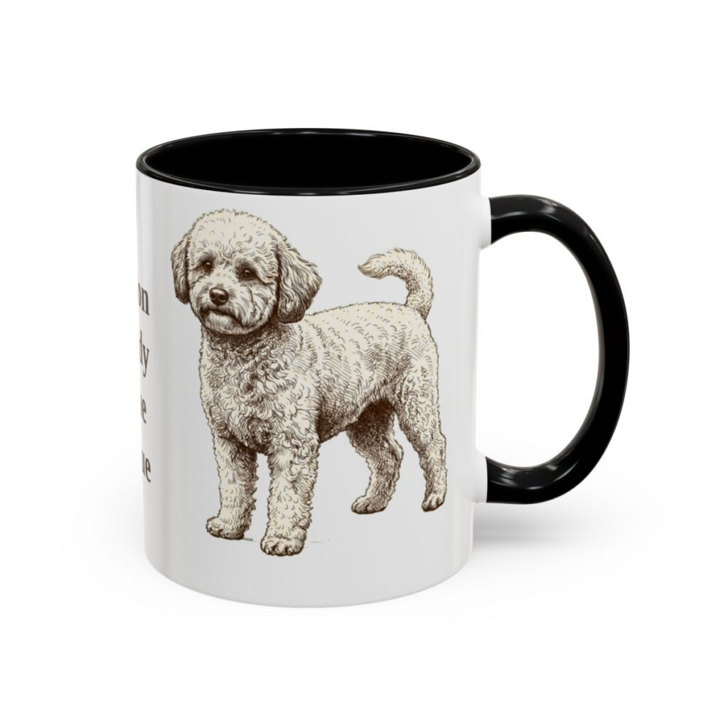 11oz Funny Poochon Mug, Black, right side view