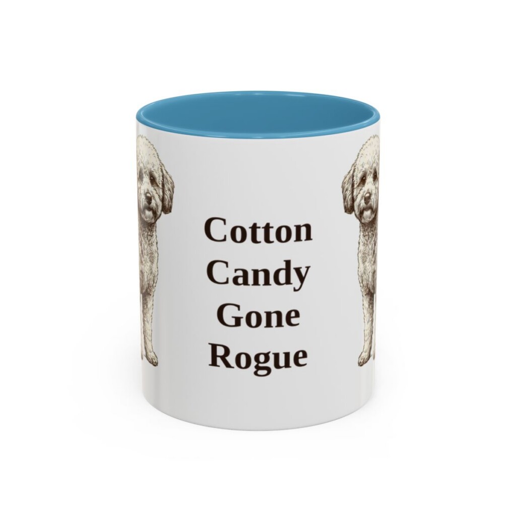 11oz Funny Poochon Mug, Light Blue, front view