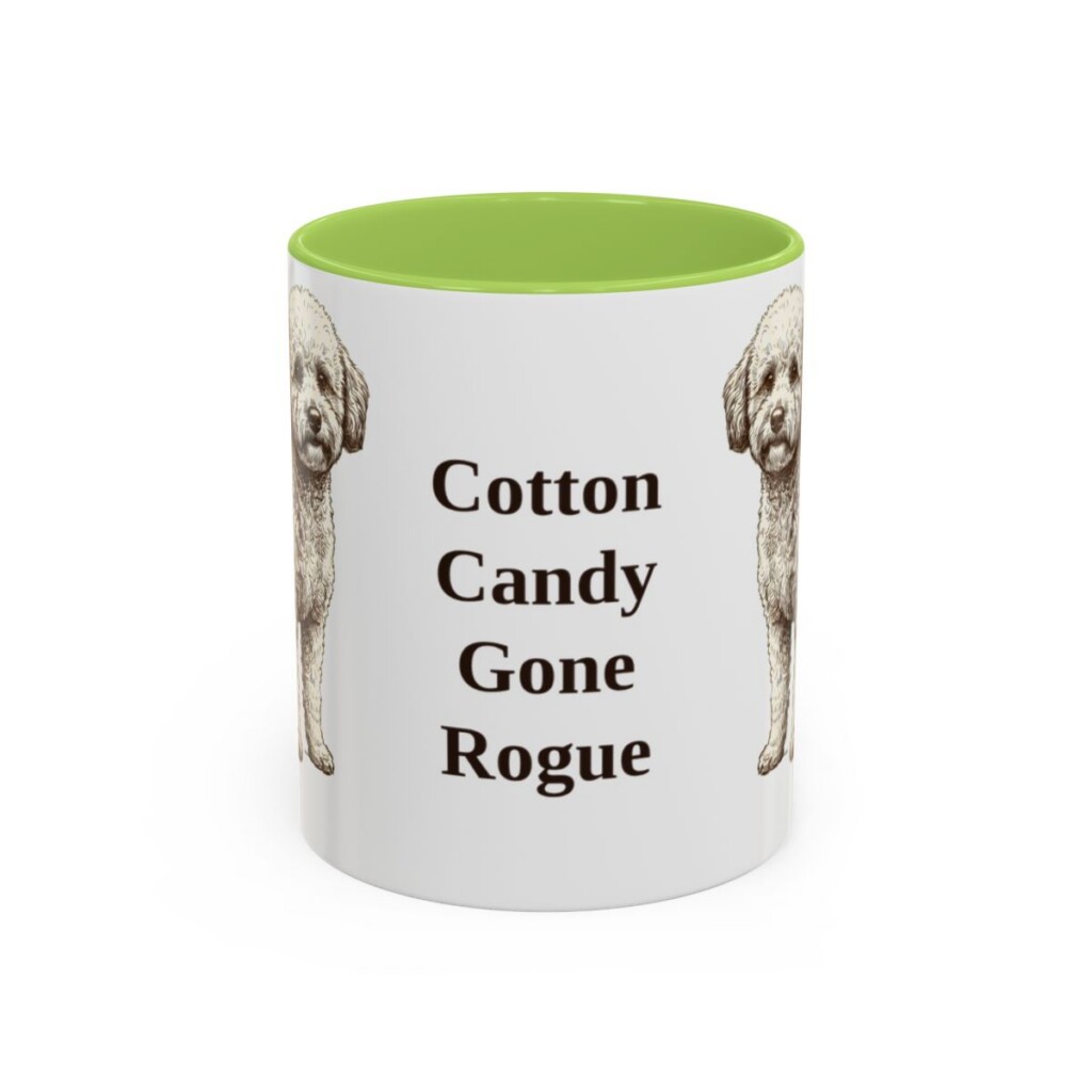 11oz Funny Poochon Mug, Light Green, front view