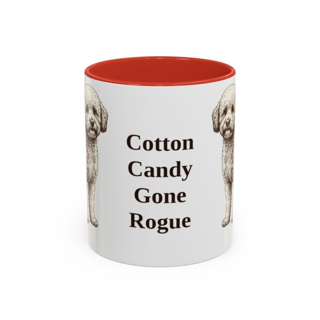 11oz Funny Poochon Mug, Red, front view