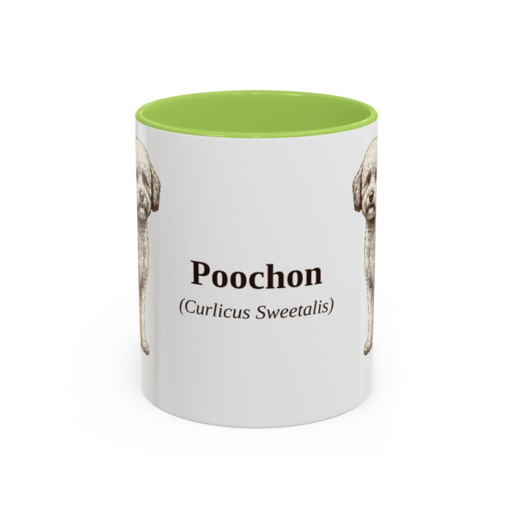11oz Poochon Latin Mug, Light Green, front view