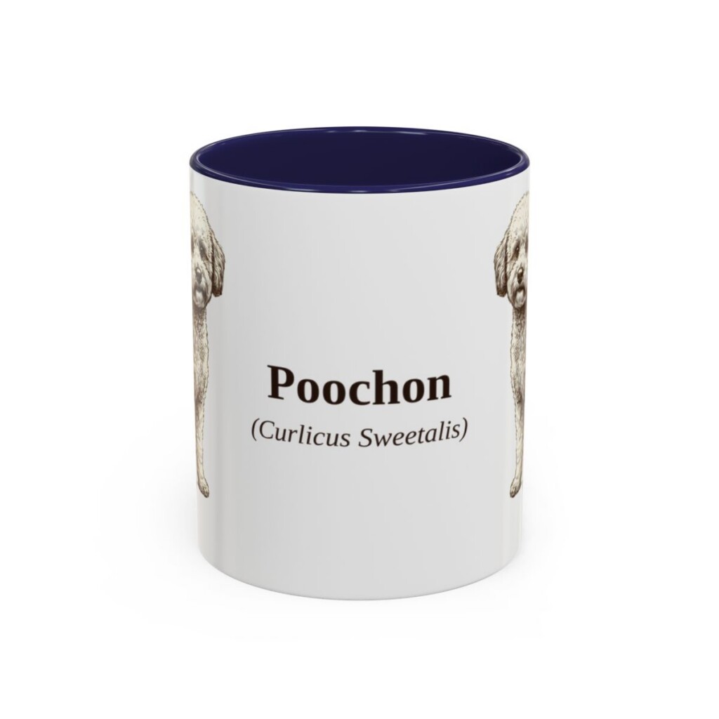 11oz Poochon Latin Mug, Navy, front view