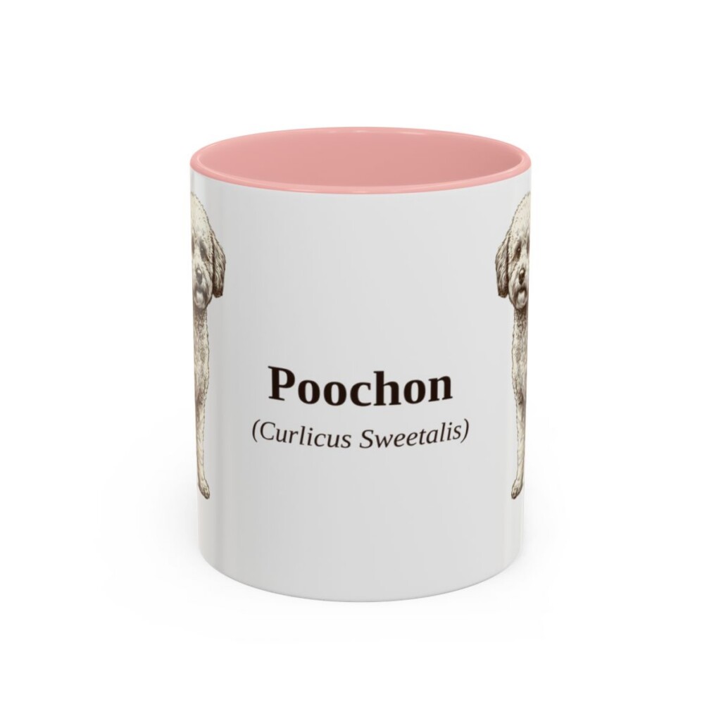 11oz Poochon Latin Mug, Pink, front view