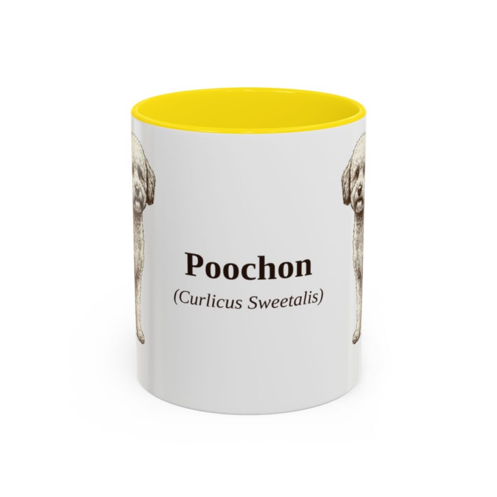 11oz Poochon Latin Mug, Yellow, front view
