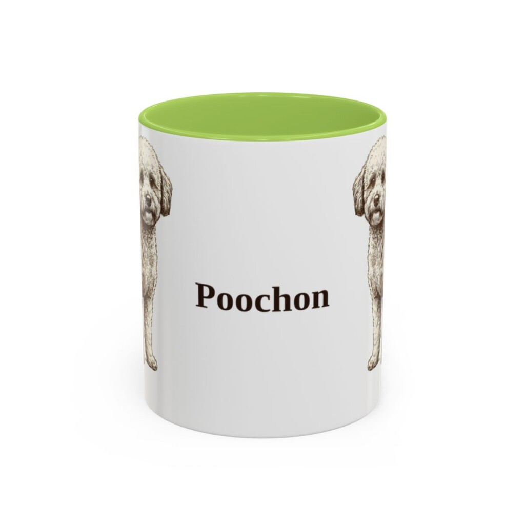 11oz Poochon Mug, Light Green, front view