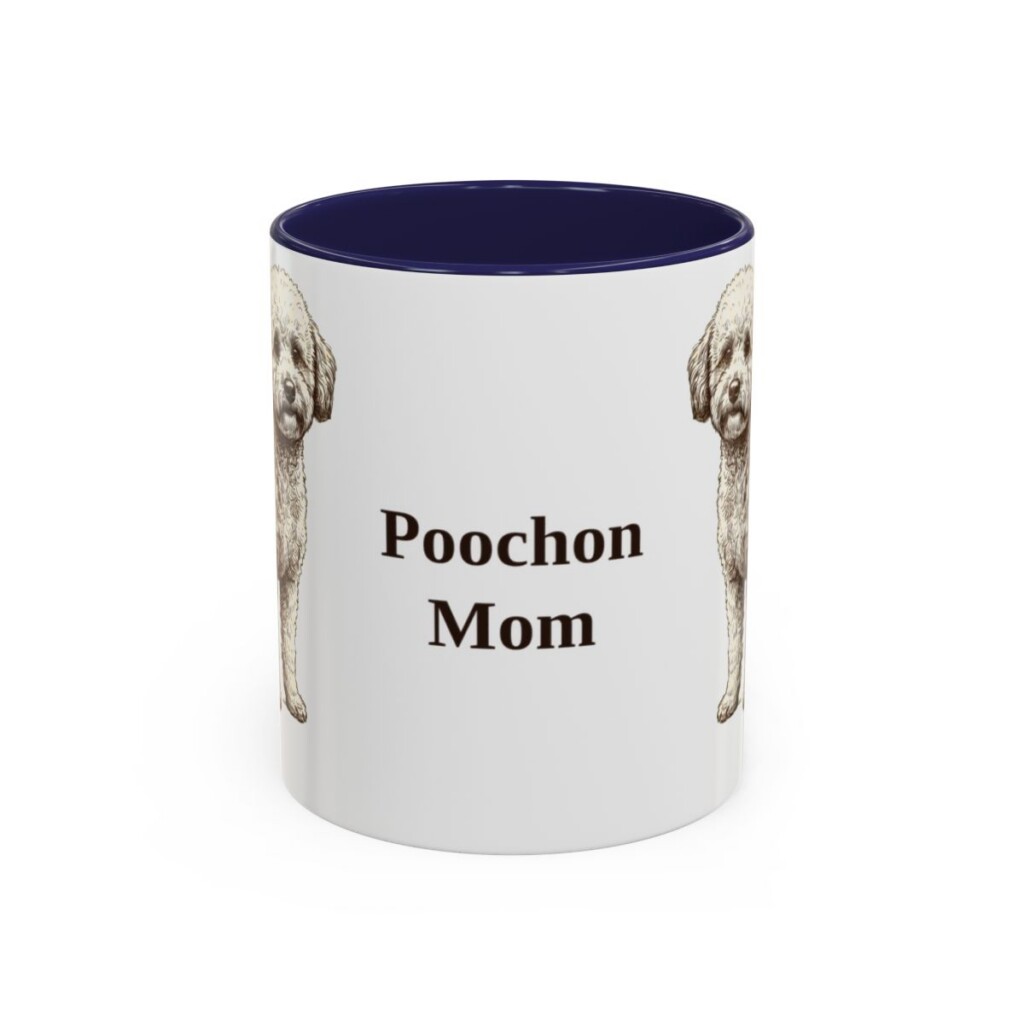 11oz Poochon Dog Mom Mug, Navy, front view
