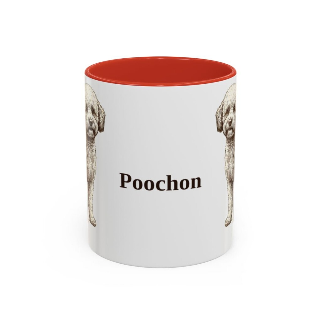 11oz Poochon Mug, Red, front view
