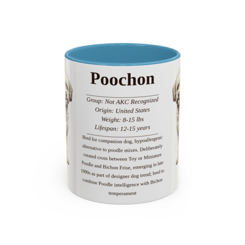 11oz Poochon Mug, Light Blue, front view