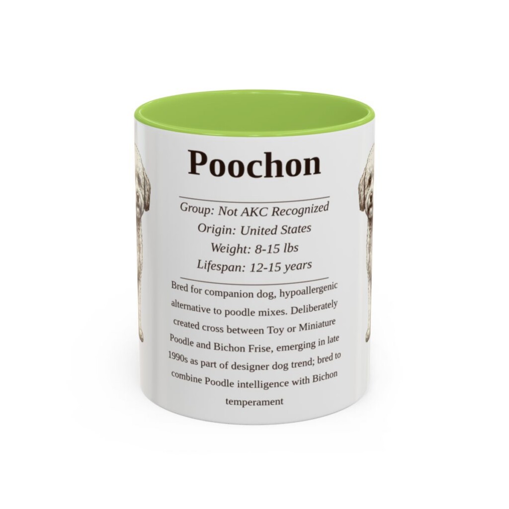 11oz Poochon Mug, Light Green, front view
