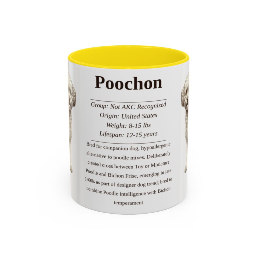 11oz Poochon Mug, Yellow, front view