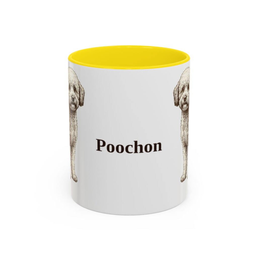 11oz Poochon Mug, Yellow, front view