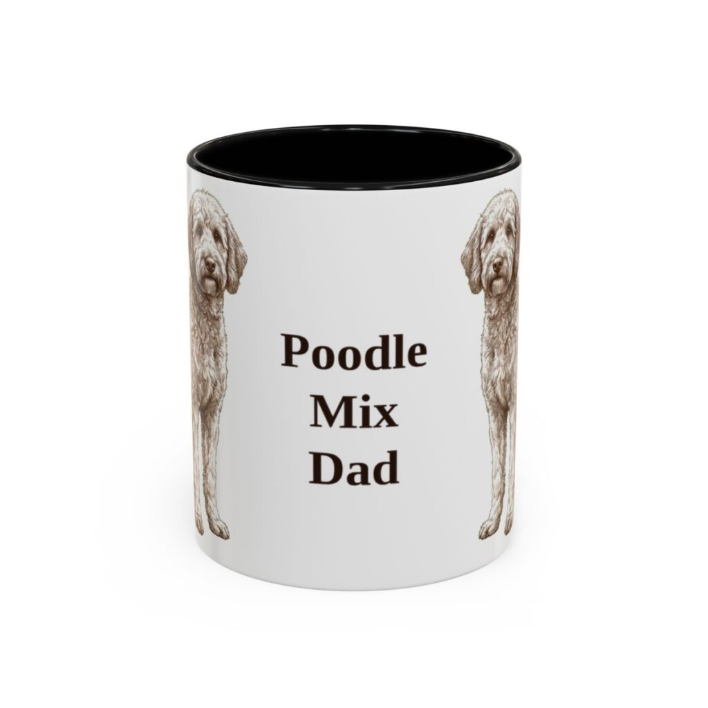 11oz Poodle Mix Dog Dad Mug, Black, front view