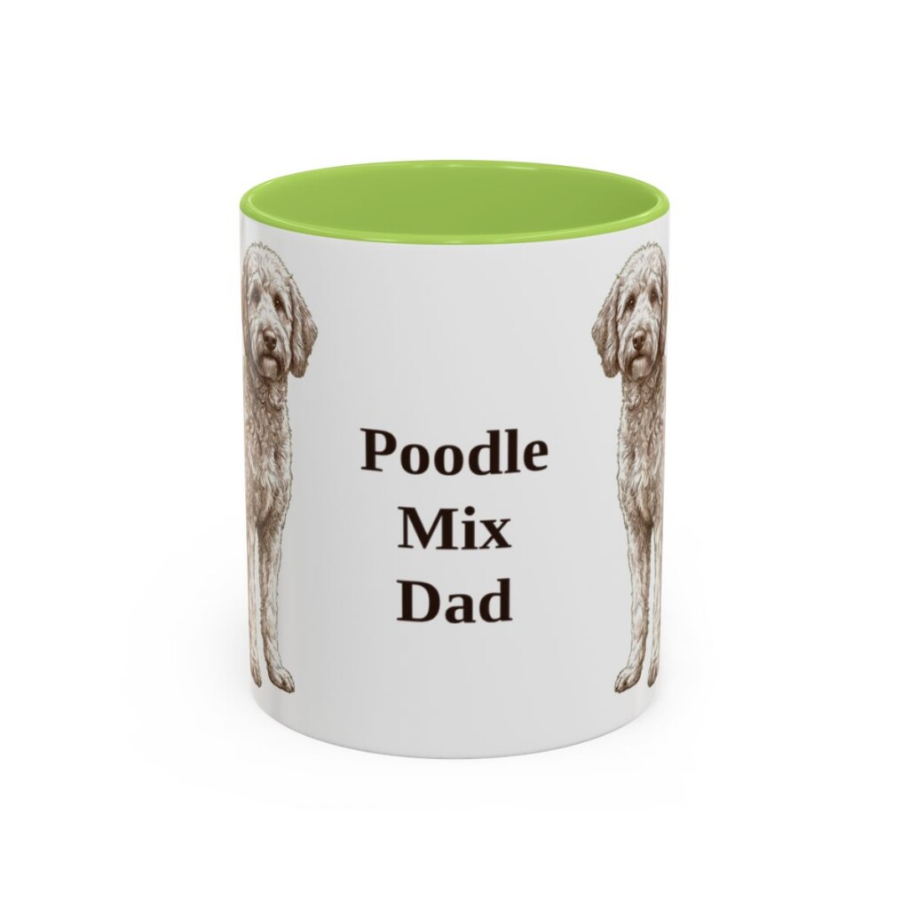 11oz Poodle Mix Dog Dad Mug, Light Green, front view