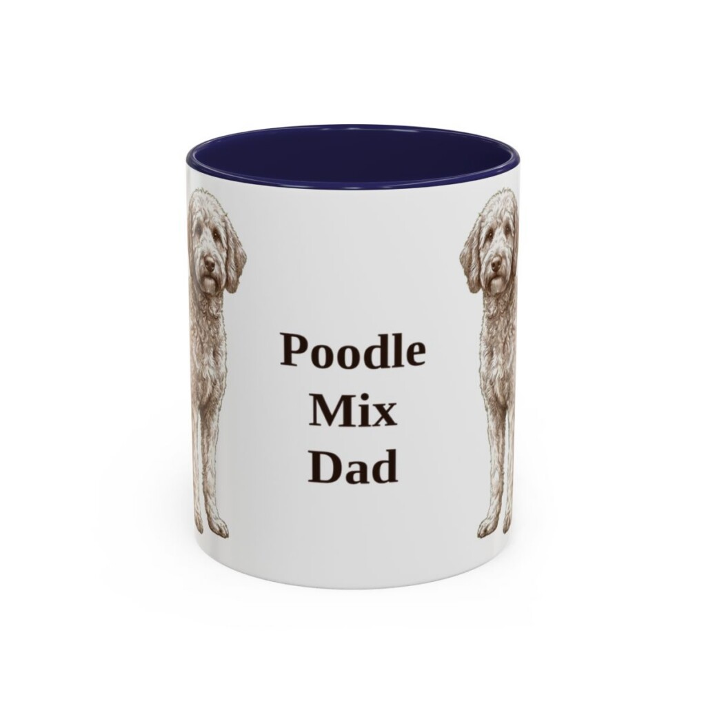 11oz Poodle Mix Dog Dad Mug, Navy, front view