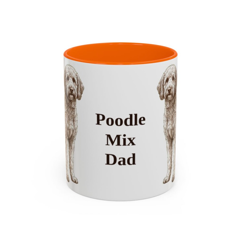 11oz Poodle Mix Dog Dad Mug, Orange, front view