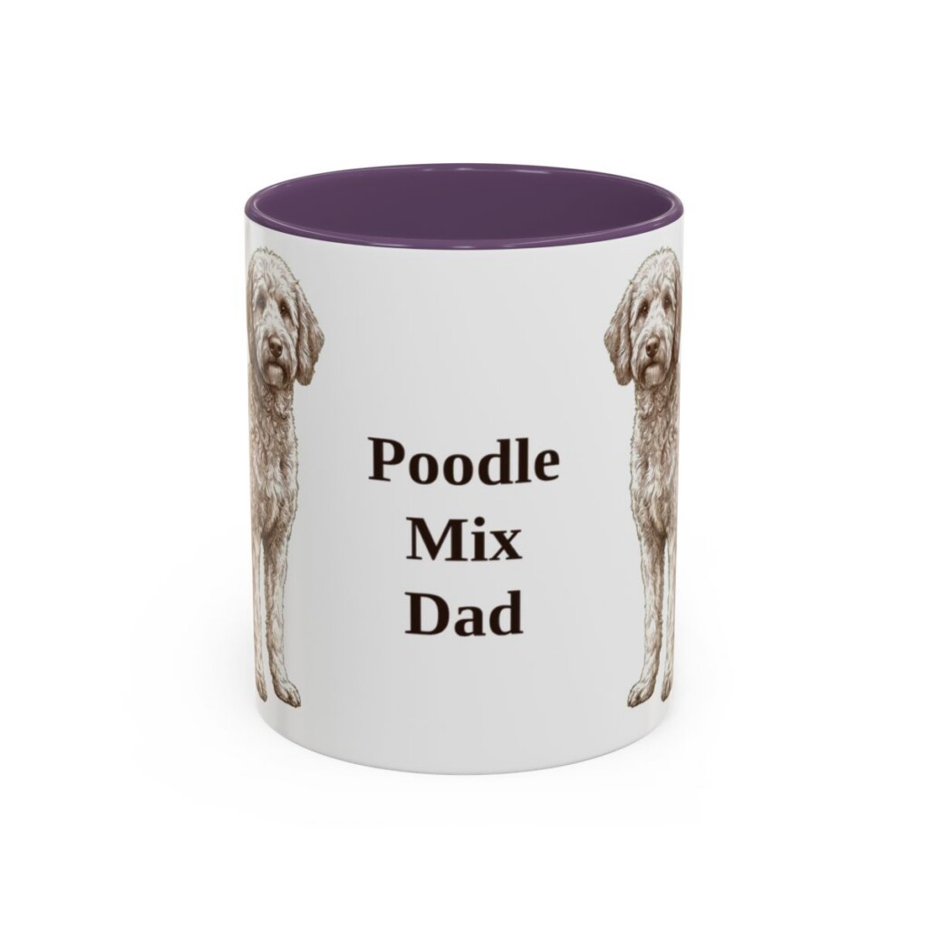11oz Poodle Mix Dog Dad Mug, Purple, front view