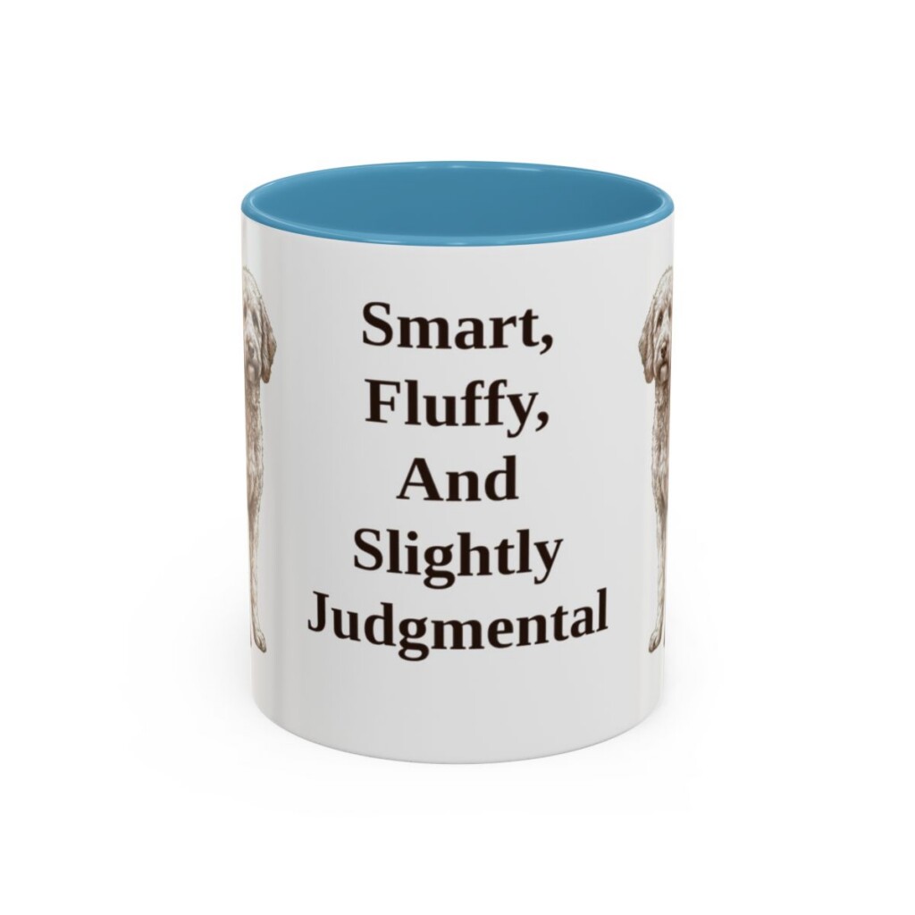 11oz Funny Poodle Mix Mug, Light Blue, front view