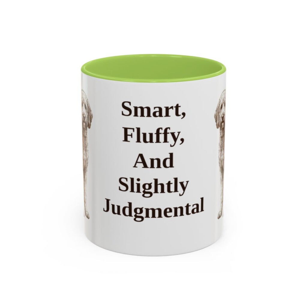 11oz Funny Poodle Mix Mug, Light Green, front view
