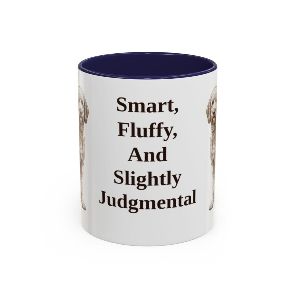 11oz Funny Poodle Mix Mug, Navy, front view
