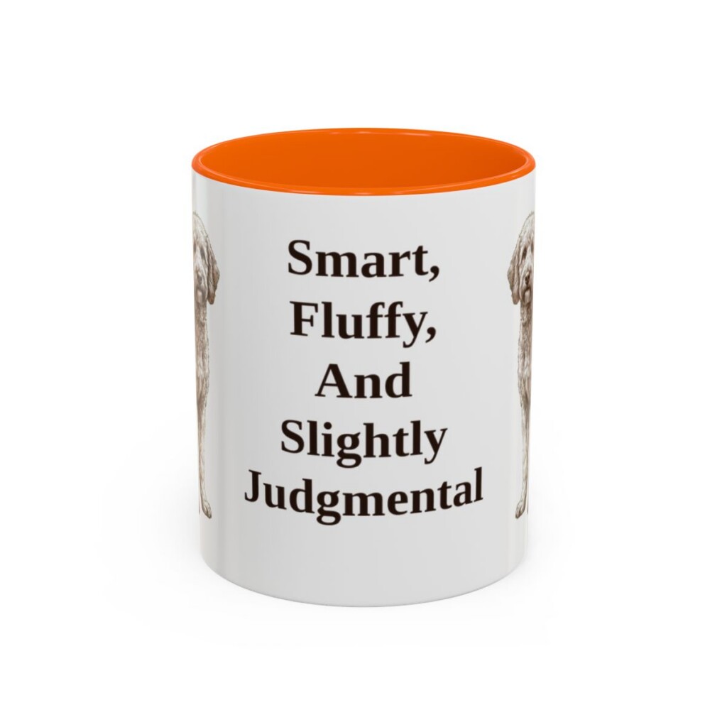 11oz Funny Poodle Mix Mug, Orange, front view