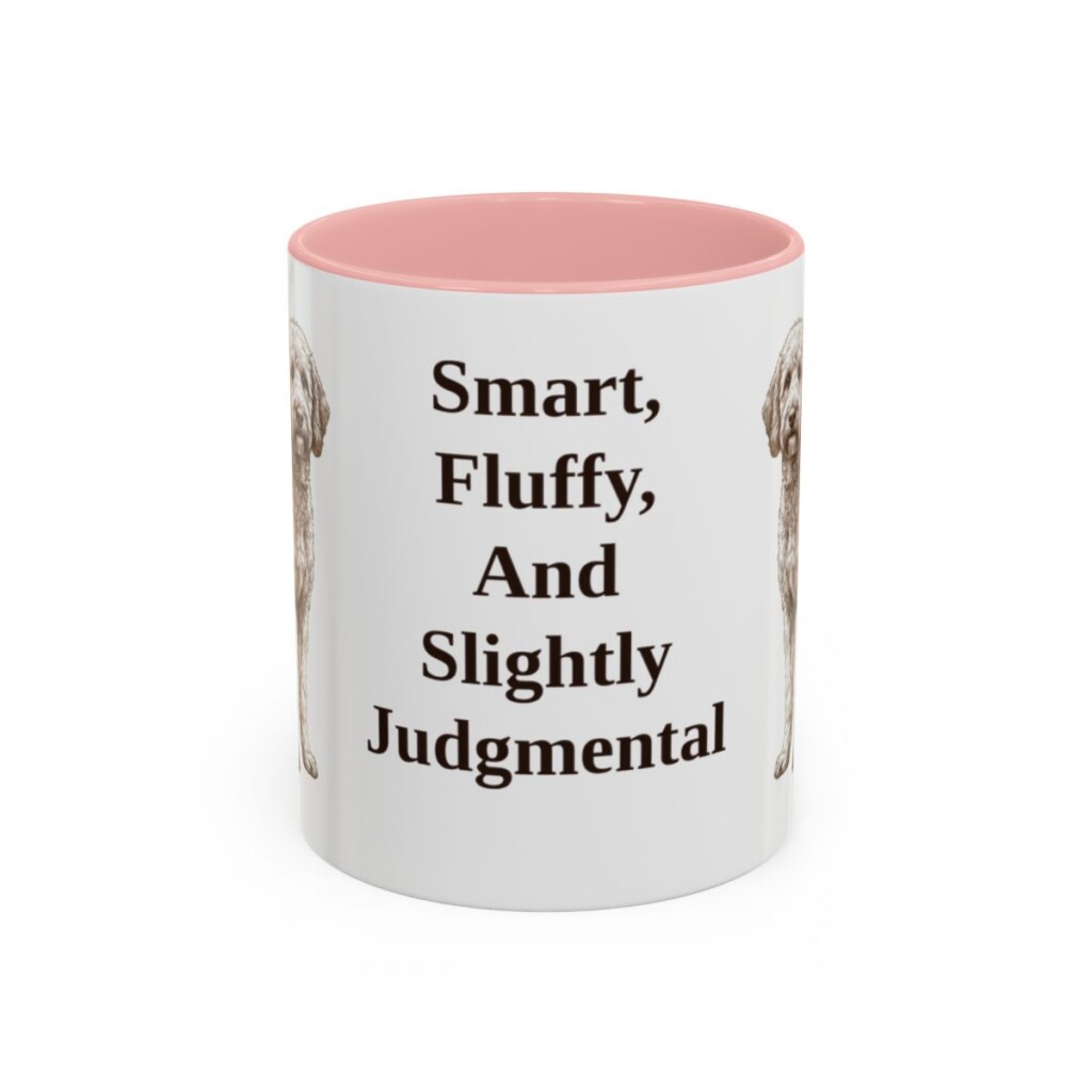 11oz Funny Poodle Mix Mug, Pink, front view