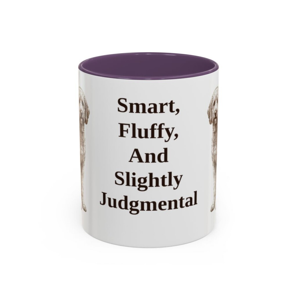 11oz Funny Poodle Mix Mug, Purple, front view