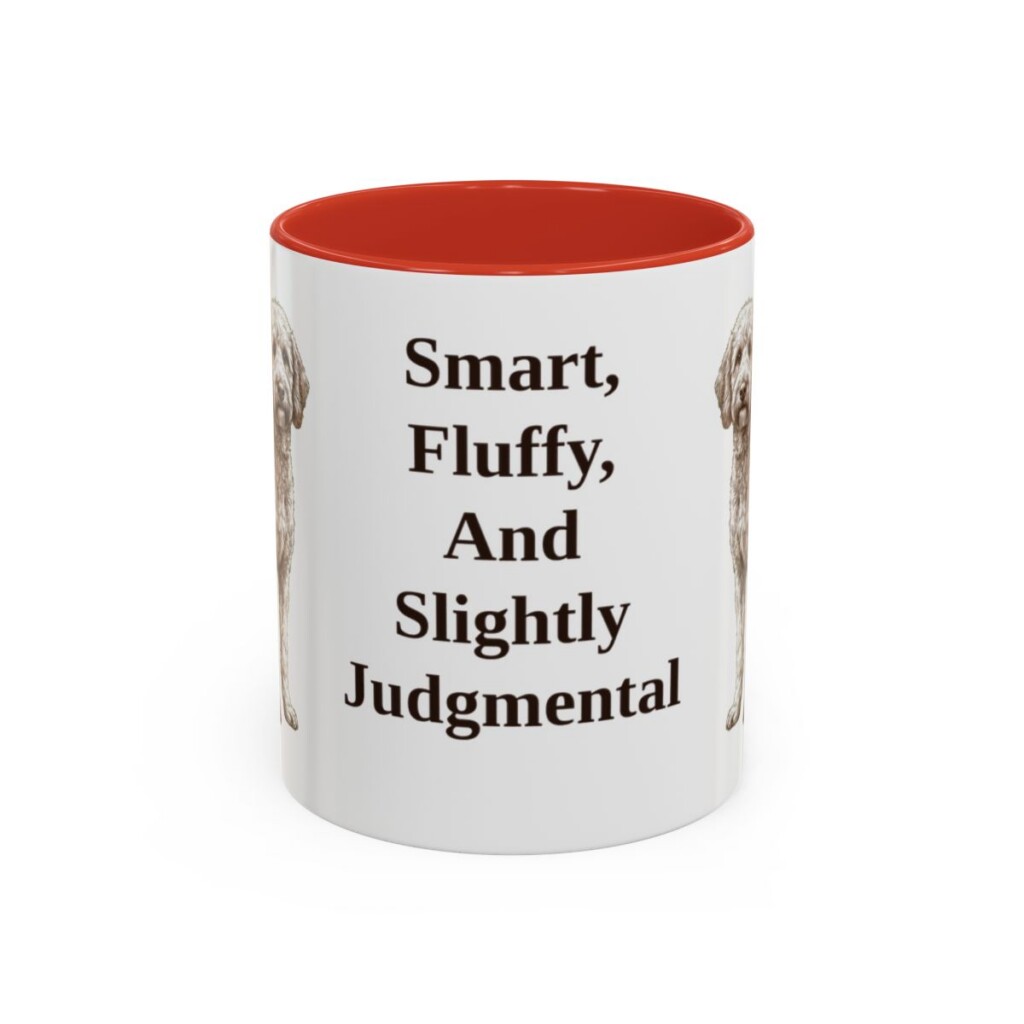 11oz Funny Poodle Mix Mug, Red, front view