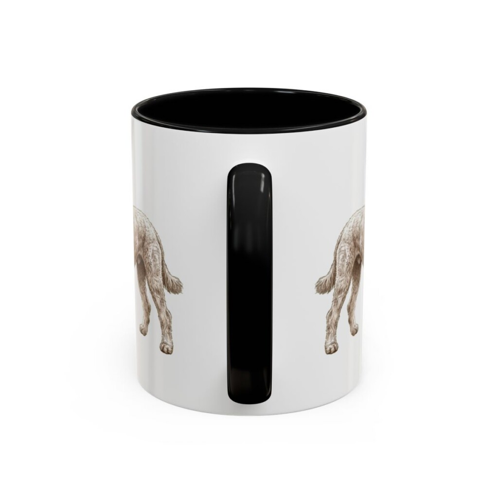 11oz Poodle Mix Latin Mug, Black, back view