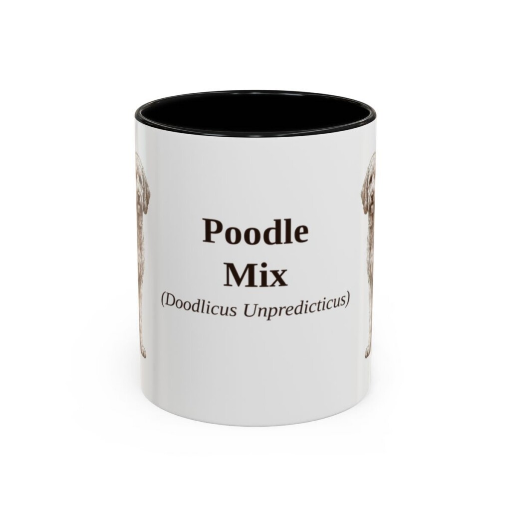 11oz Poodle Mix Latin Mug, Black, front view