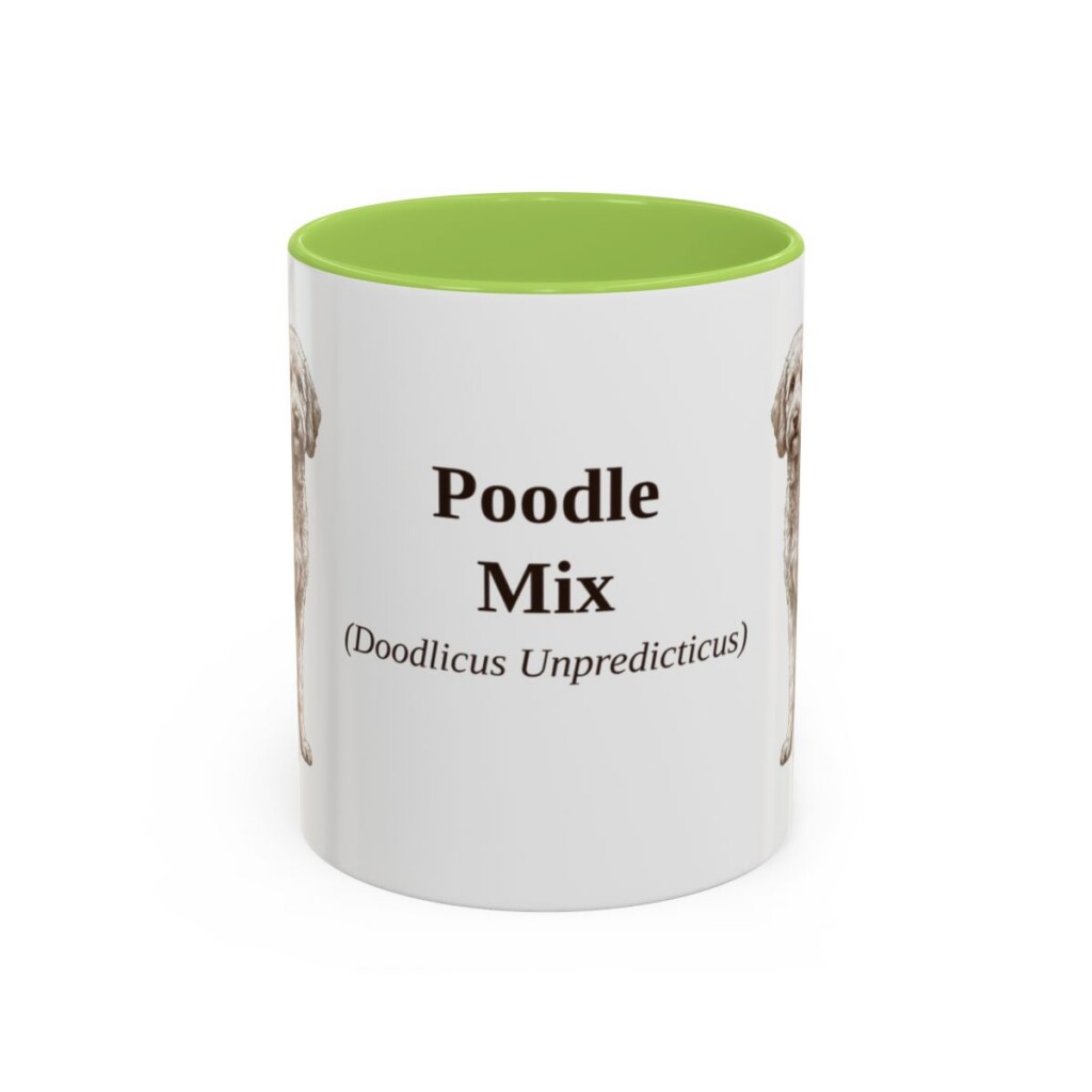 11oz Poodle Mix Latin Mug, Light Green, front view