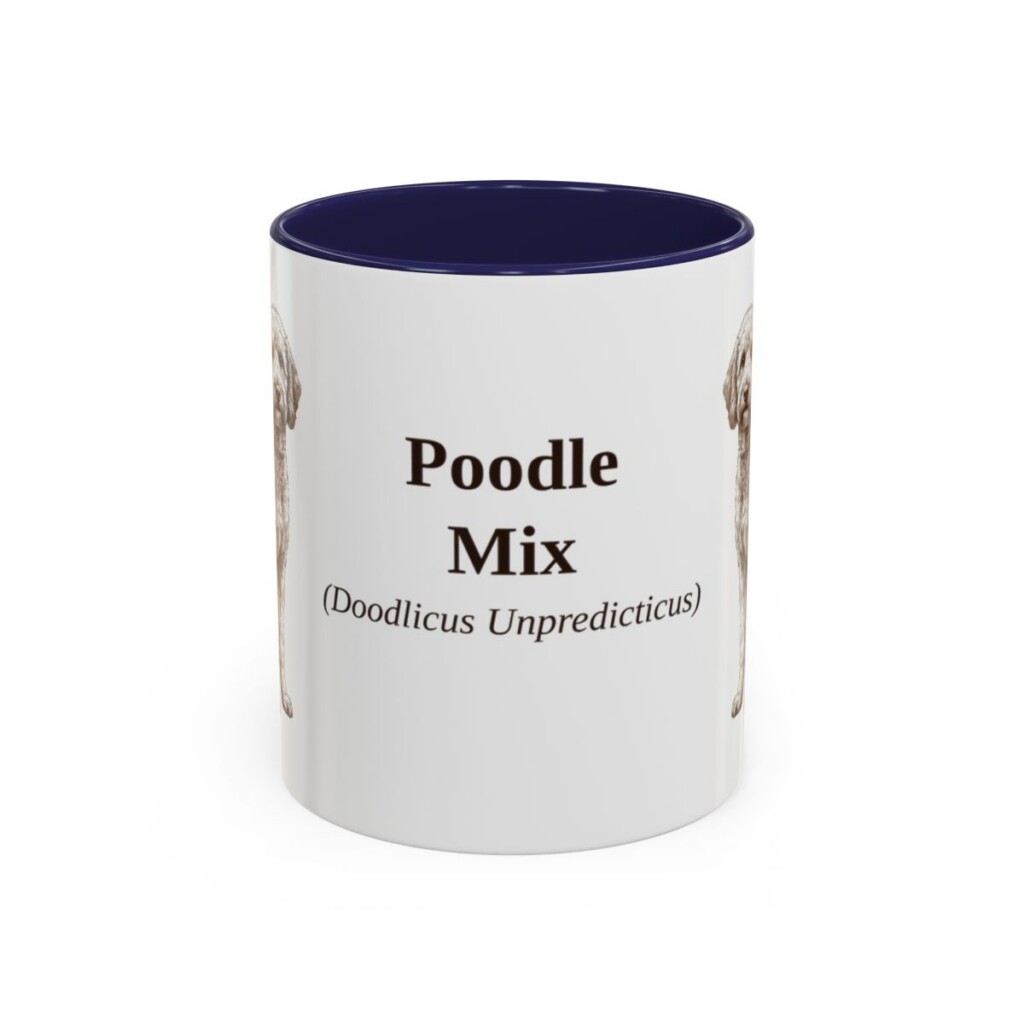 11oz Poodle Mix Latin Mug, Navy, front view