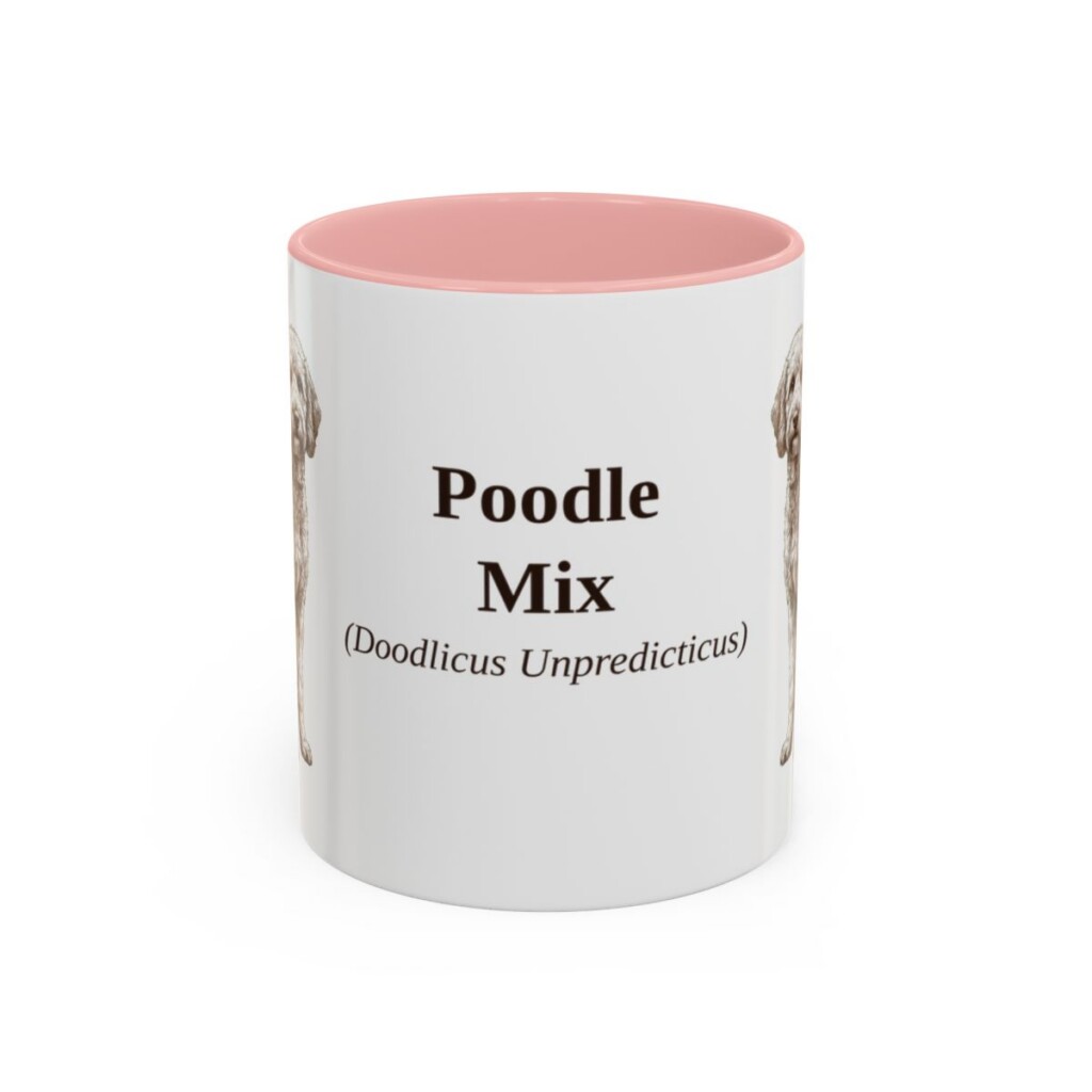 11oz Poodle Mix Latin Mug, Pink, front view