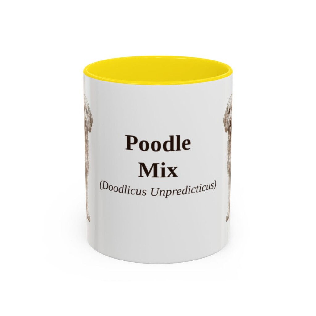11oz Poodle Mix Latin Mug, Yellow, front view