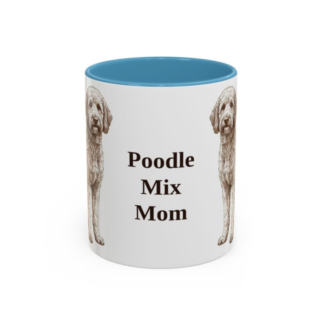 11oz-poodle-mix-mug-mom-light-blue 11oz Poodle Mix Dog Mom Mug, Light Blue, front view