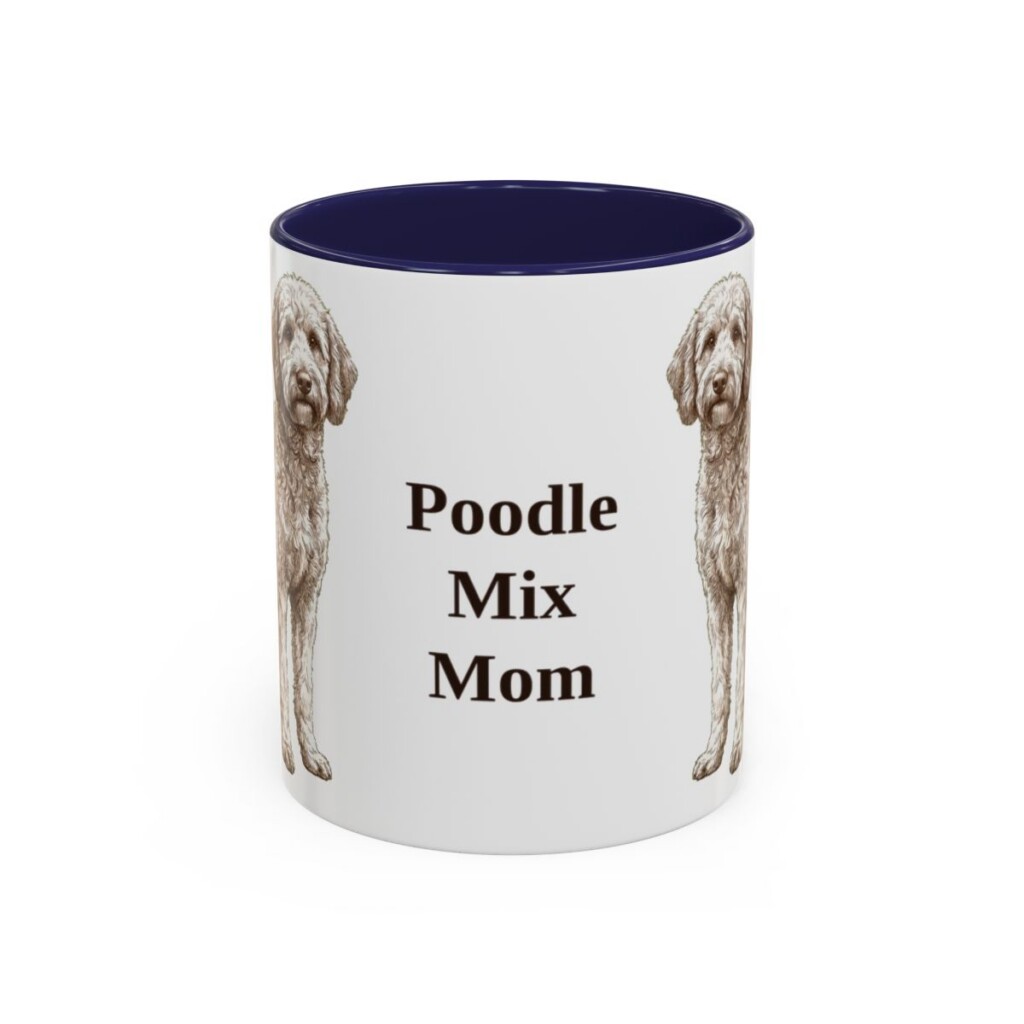 11oz-poodle-mix-mug-mom-navy 11oz Poodle Mix Dog Mom Mug, Navy, front view