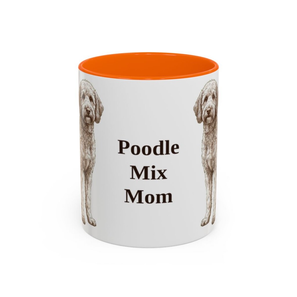 11oz-poodle-mix-mug-mom-orange 11oz Poodle Mix Dog Mom Mug, Orange, front view