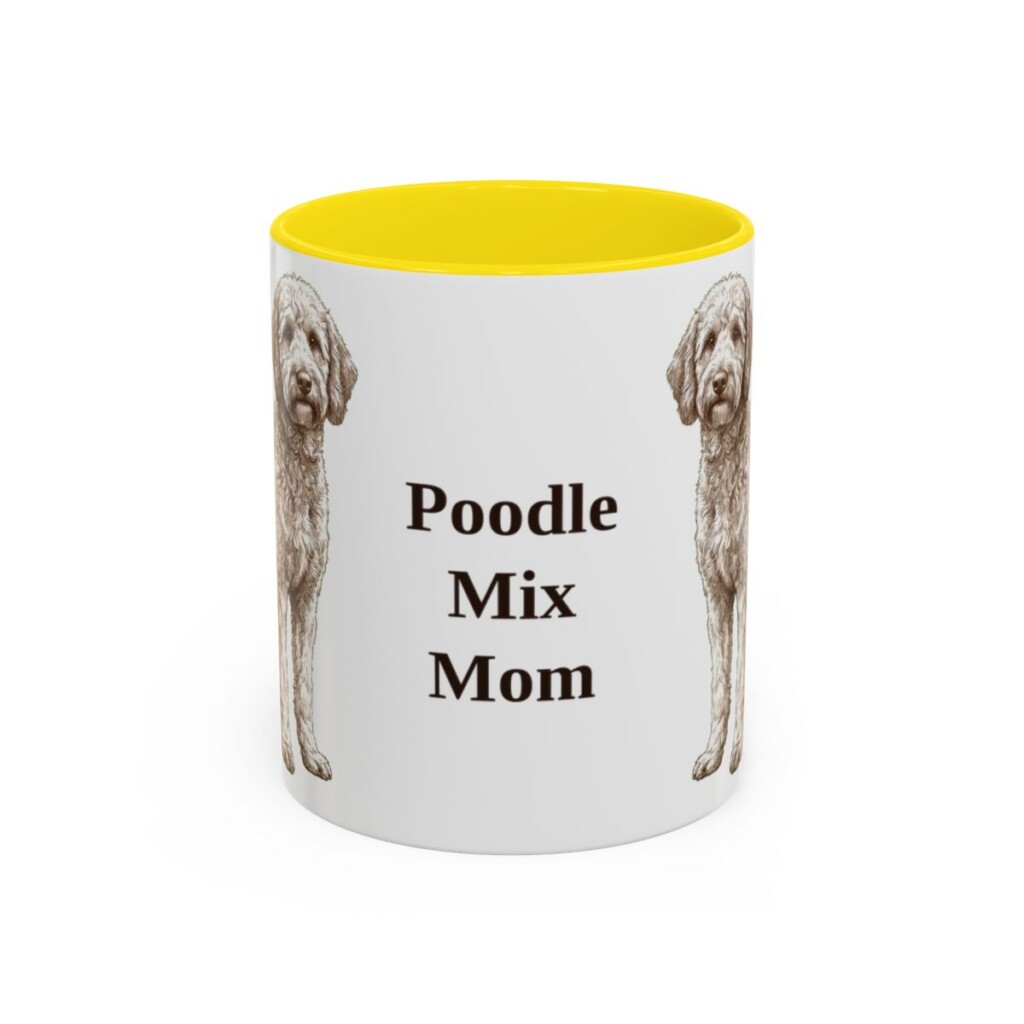 11oz-poodle-mix-mug-mom-yellow 11oz Poodle Mix Dog Mom Mug, Yellow, front view
